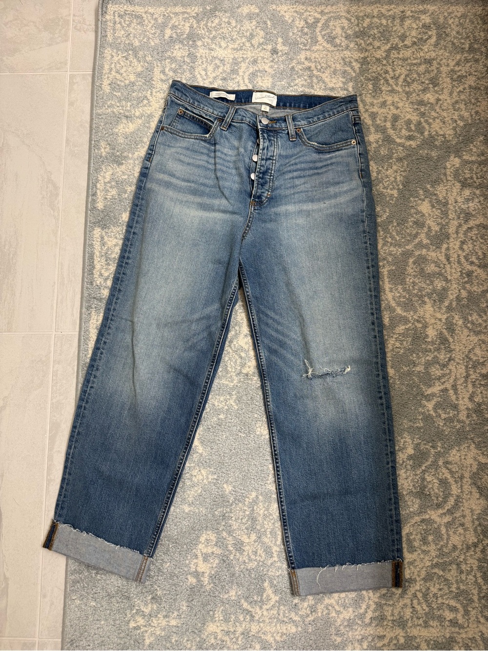 Universal Thread Medium Blue Straight Leg Jeans with Button Fly